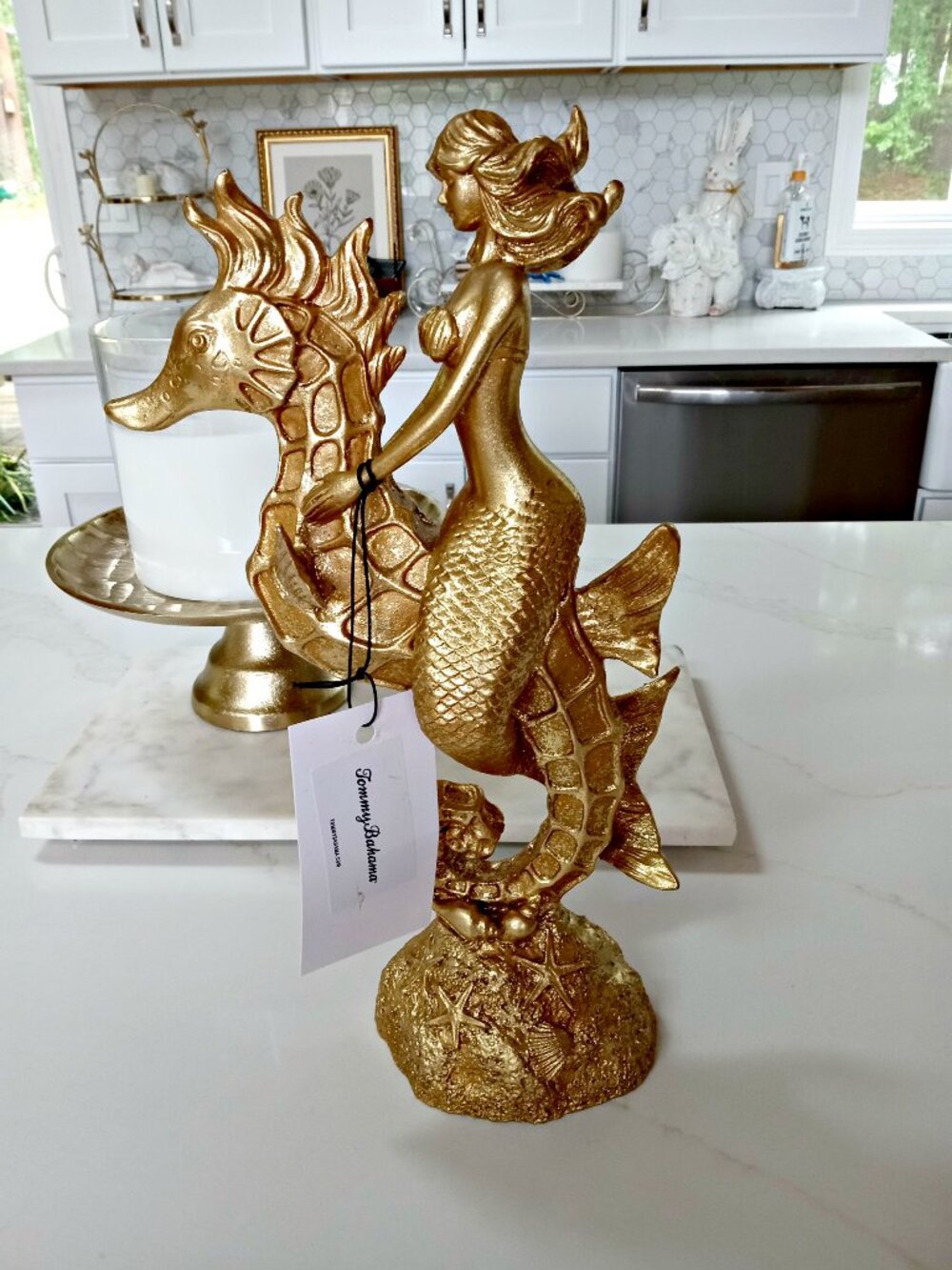 NEW! TOMMY BAHAMA 15 1/2" MERMAID & SEAHORSE STATUE DECOR